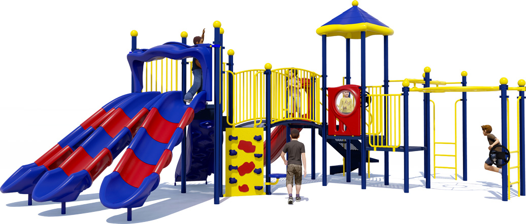 Martha's Vineyard Commercial Play Structure - Primary Color Scheme - Front View
