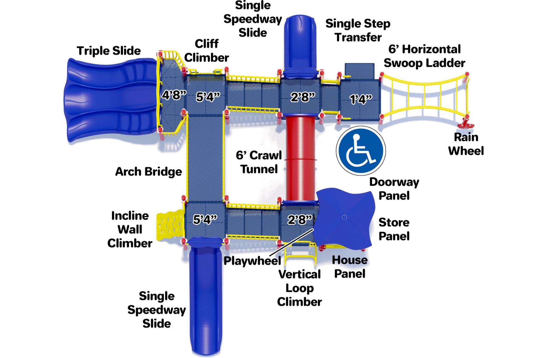 Fort Fun - Commercial Play Structure - Primary Color Scheme - Top View
