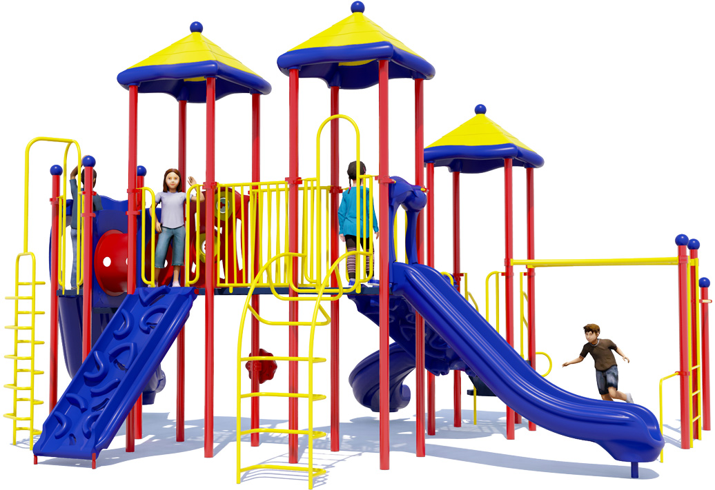 Merry Maker commercial play structure - Primary Color Scheme - back View