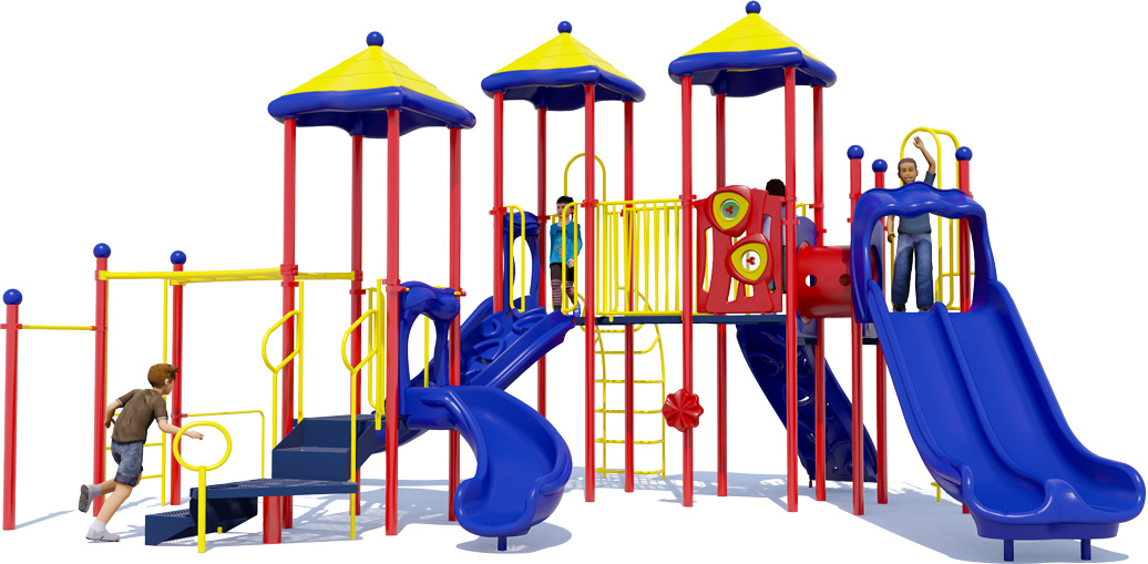 Merry Maker commercial play structure - Primary Color Scheme - Front View