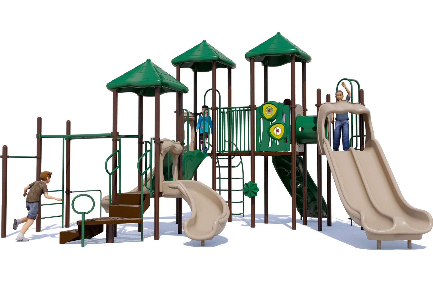 Merry Maker commercial play structure - Natural Color Scheme - Front View