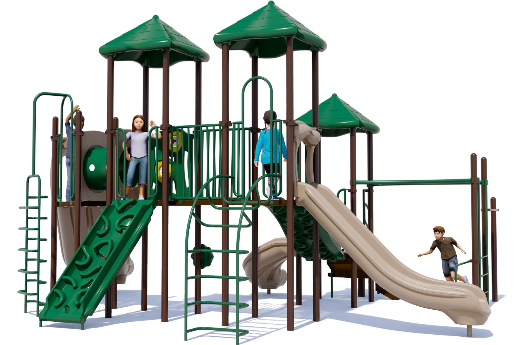 Merry Maker commercial play structure - Natural Color Scheme - Back View