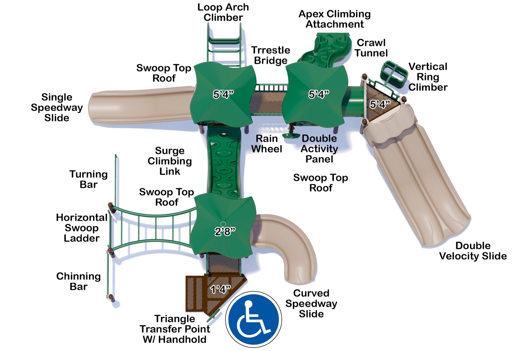 Merry Maker commercial play structure - Natural Color Scheme - Top View