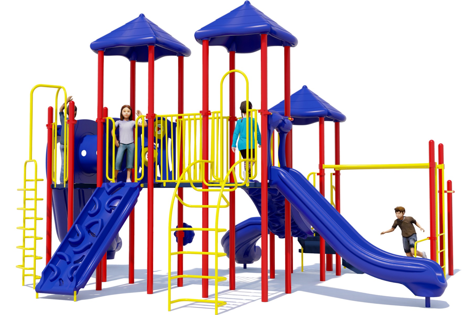 Merry Maker commercial play structure - Primary Color Scheme - Rear View