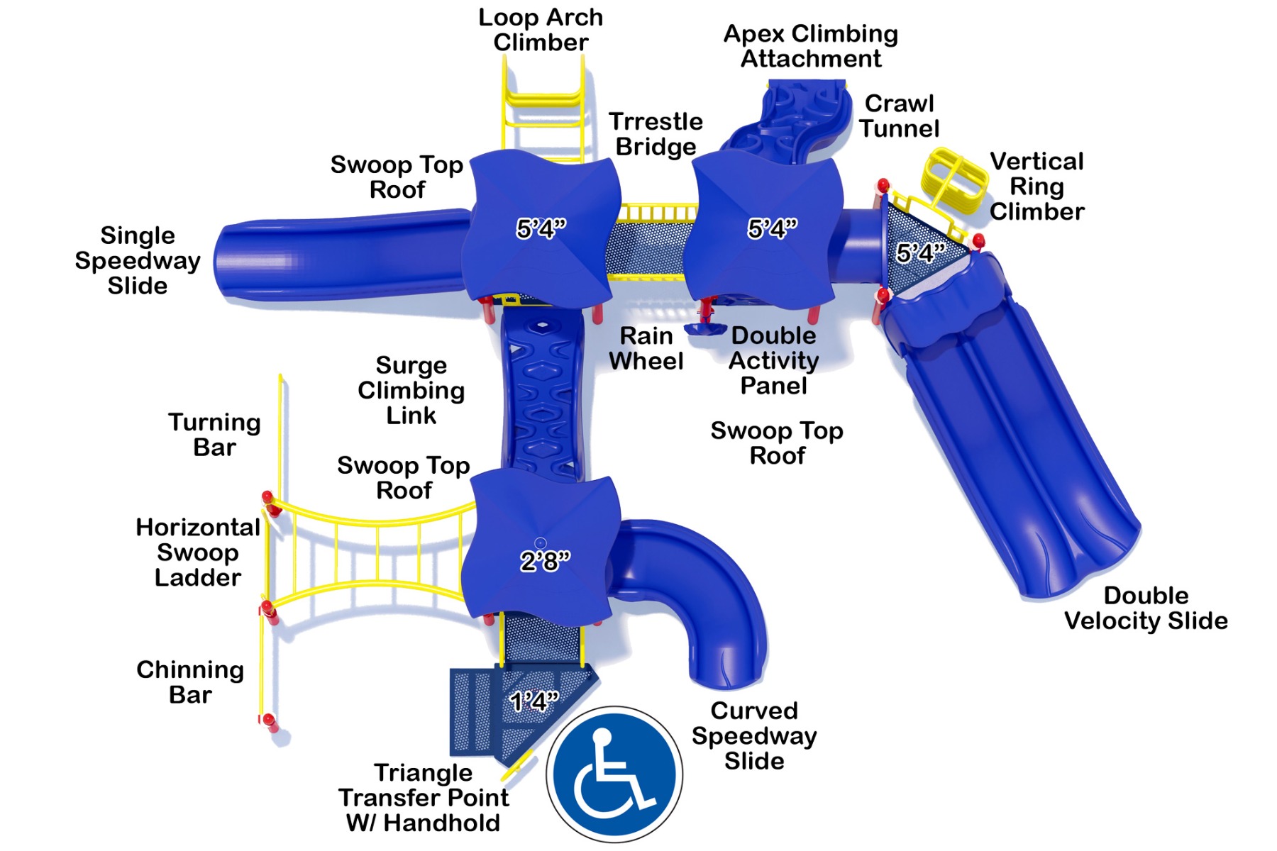 Merry Maker commercial play structure - Primary Color Scheme - Top View