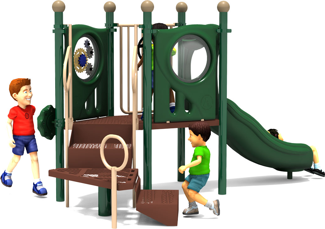 Happy Happy Happy Playground Equipment - Natural Color Scheme - Back View
