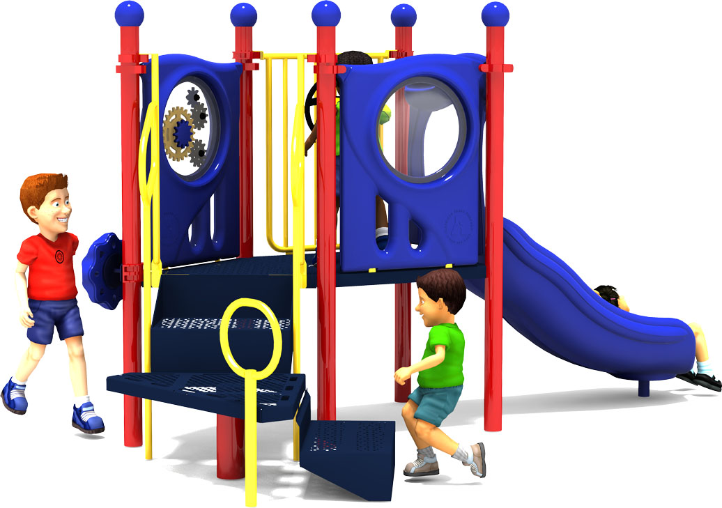 Happy Happy Happy Playground Equipment - Primary Color Scheme - Back View