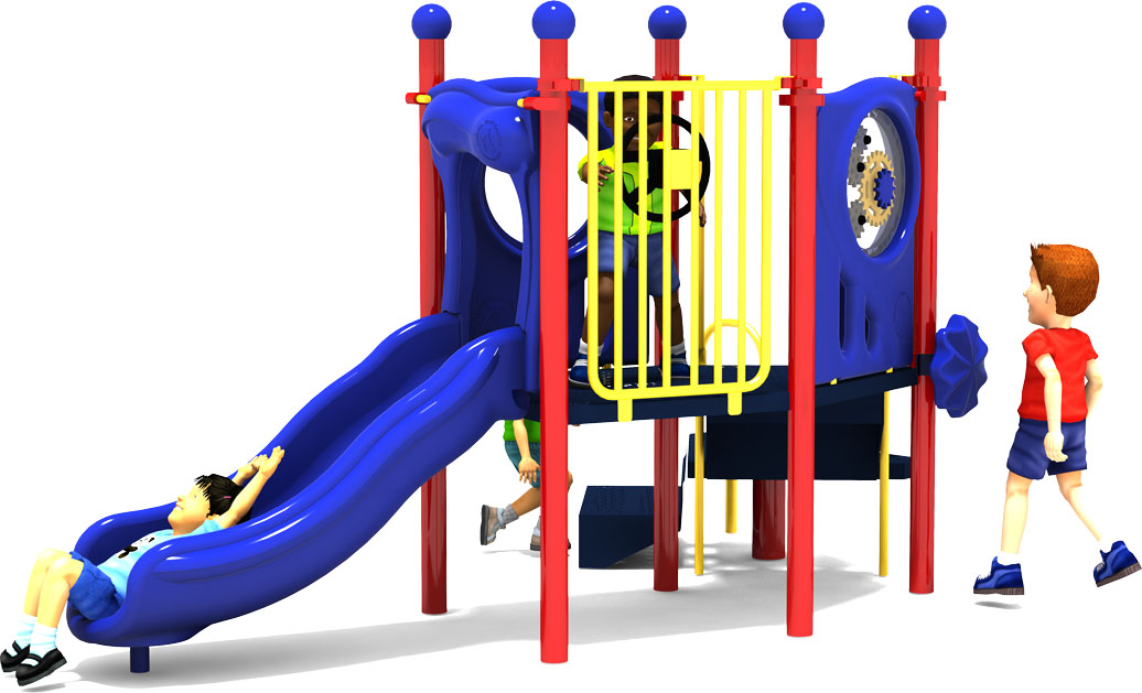 Happy Happy Happy Playground Equipment - Primary Color Scheme - Front View