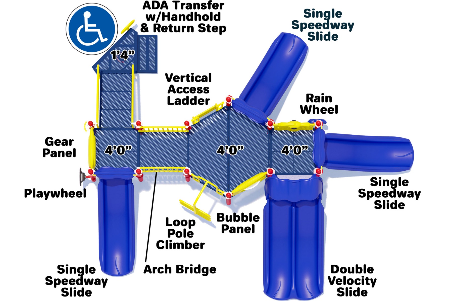 Peek A Boo - Commercial Play Structure - Primary Color Scheme - Top View