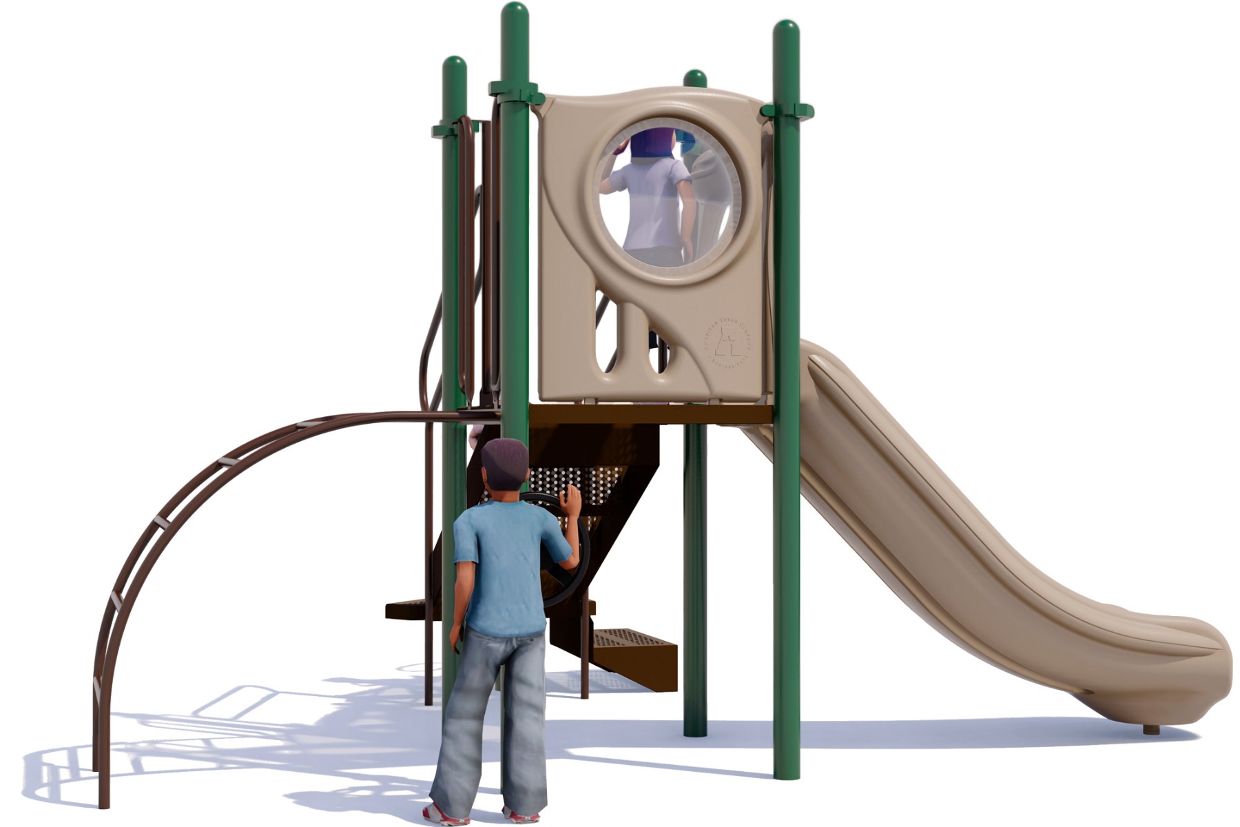 Space Saver Commercial Play Structure | Front | Natural