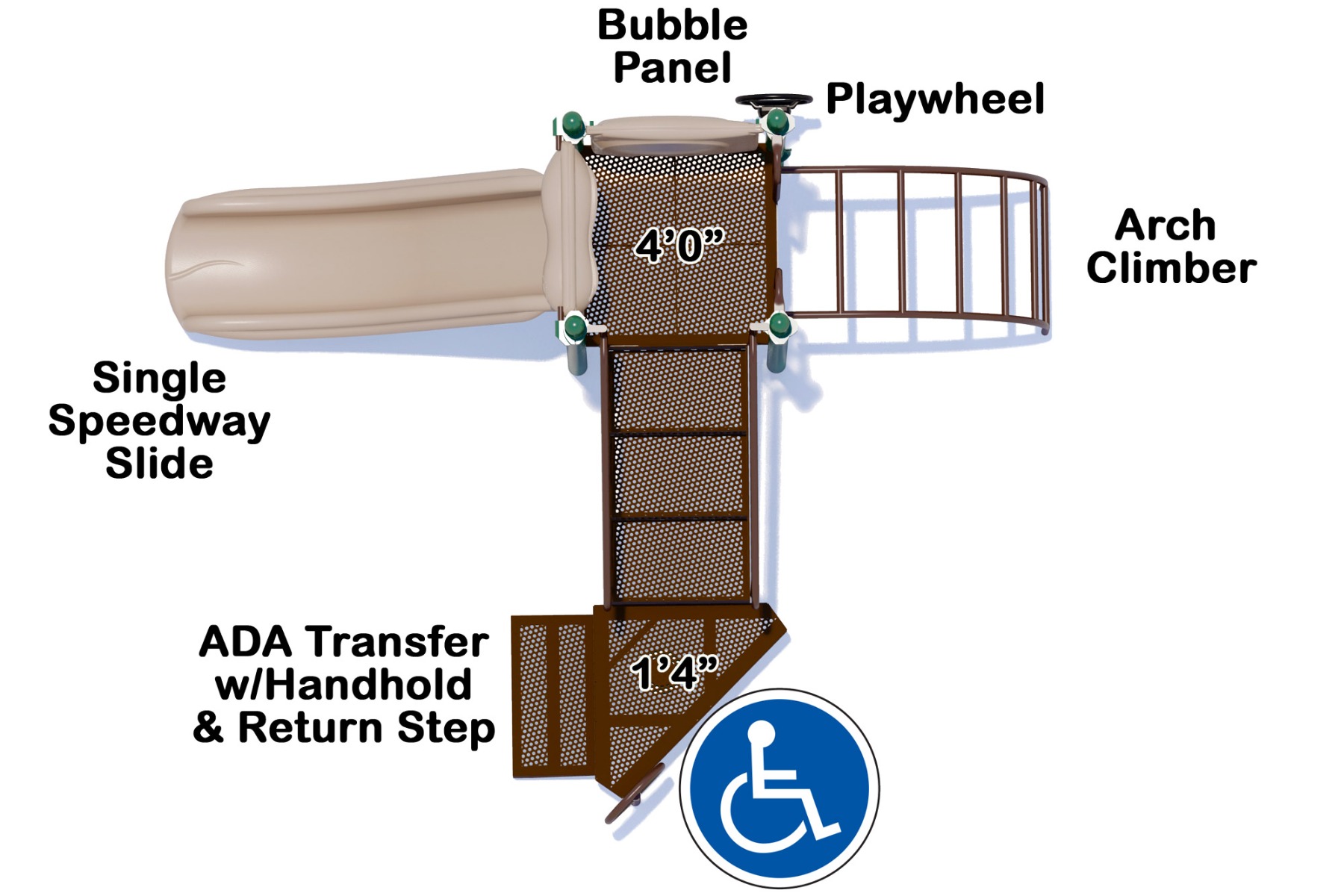 Space Saver Commercial Play Structure | Top | Natural