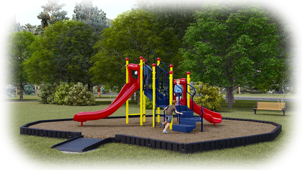 Jumping Jack Playground Bundle - Primary Colors - Engineered Wood Fiber