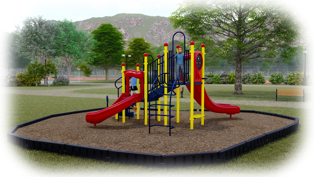 Jumping Jack Playground Bundle - Primary Colors - Engineered Wood Fiber