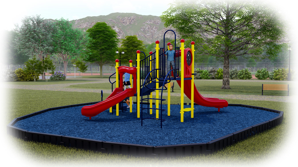 Jumping Jack Playground Bundle - Primary Colors - Rubber Mulch