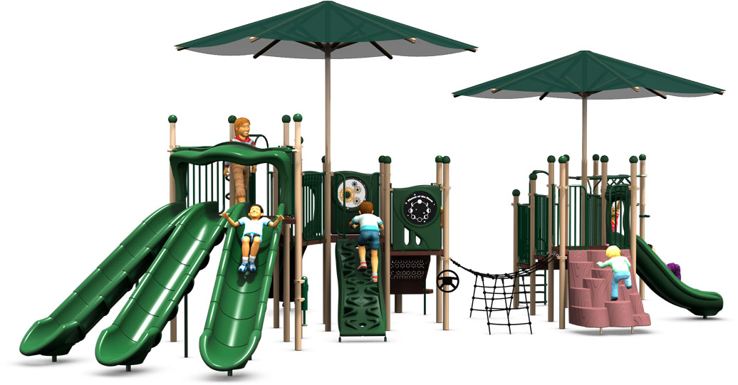 Super Shade - Commercial Play Structure - Natural Color Scheme - Front View