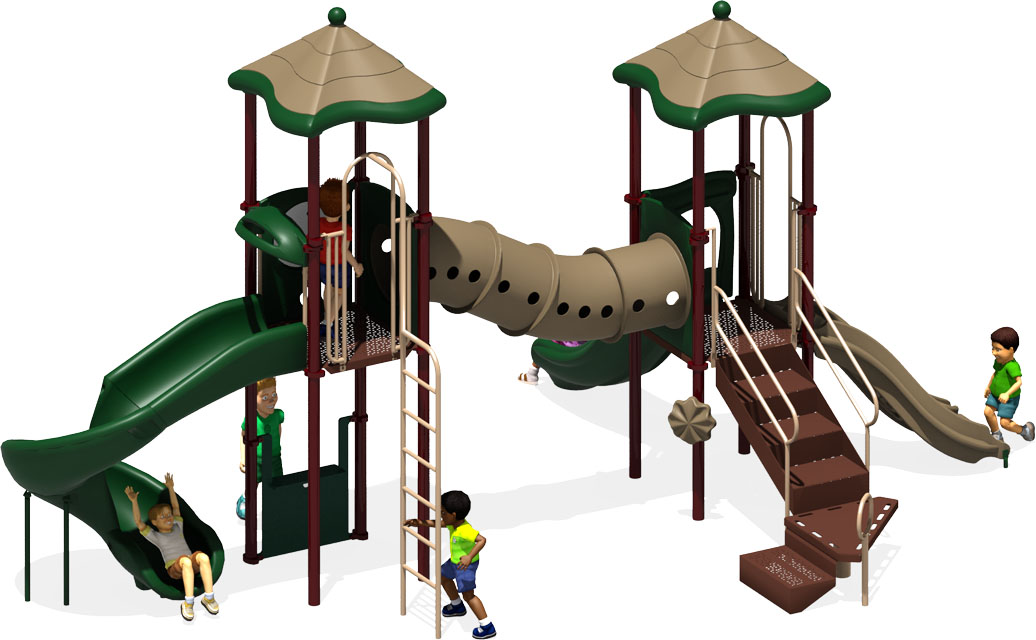 The Metro Commercial Play Structure - Back View - Natural Color Scheme