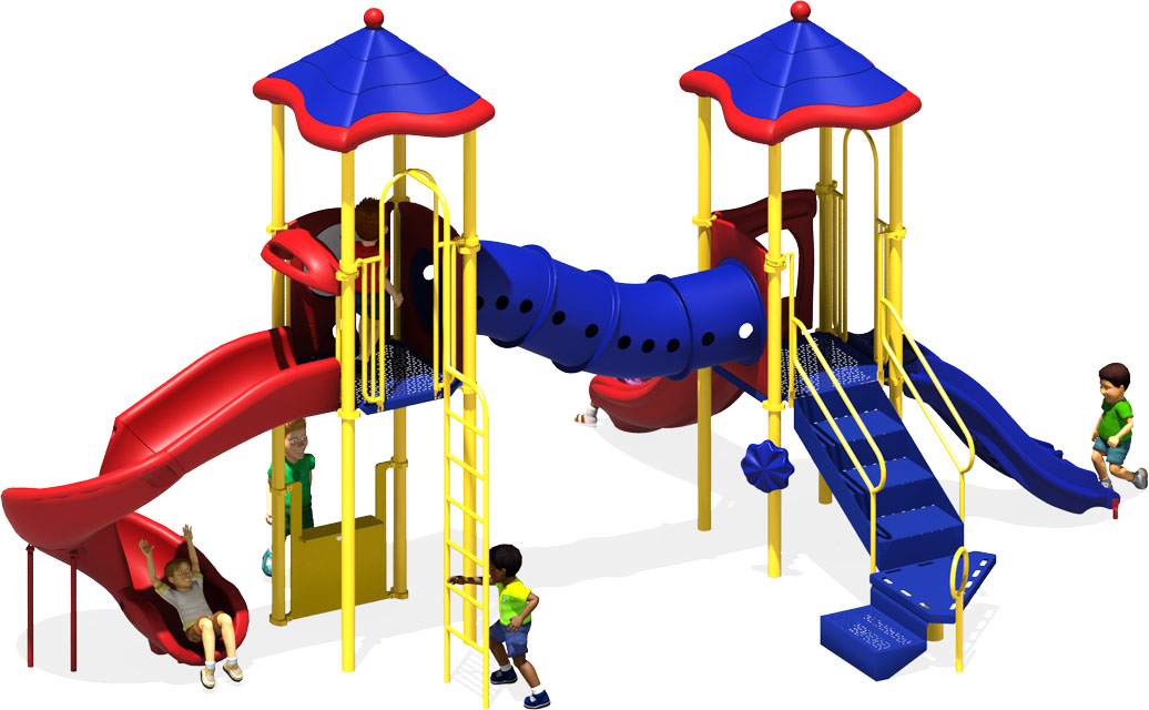 The Metro Commercial Play Structure - Back View - Primary Color Scheme