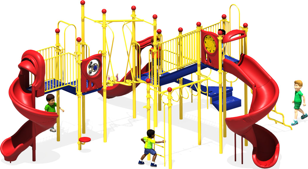 Hop Scotch Play Structure - Front View - Primary Colors