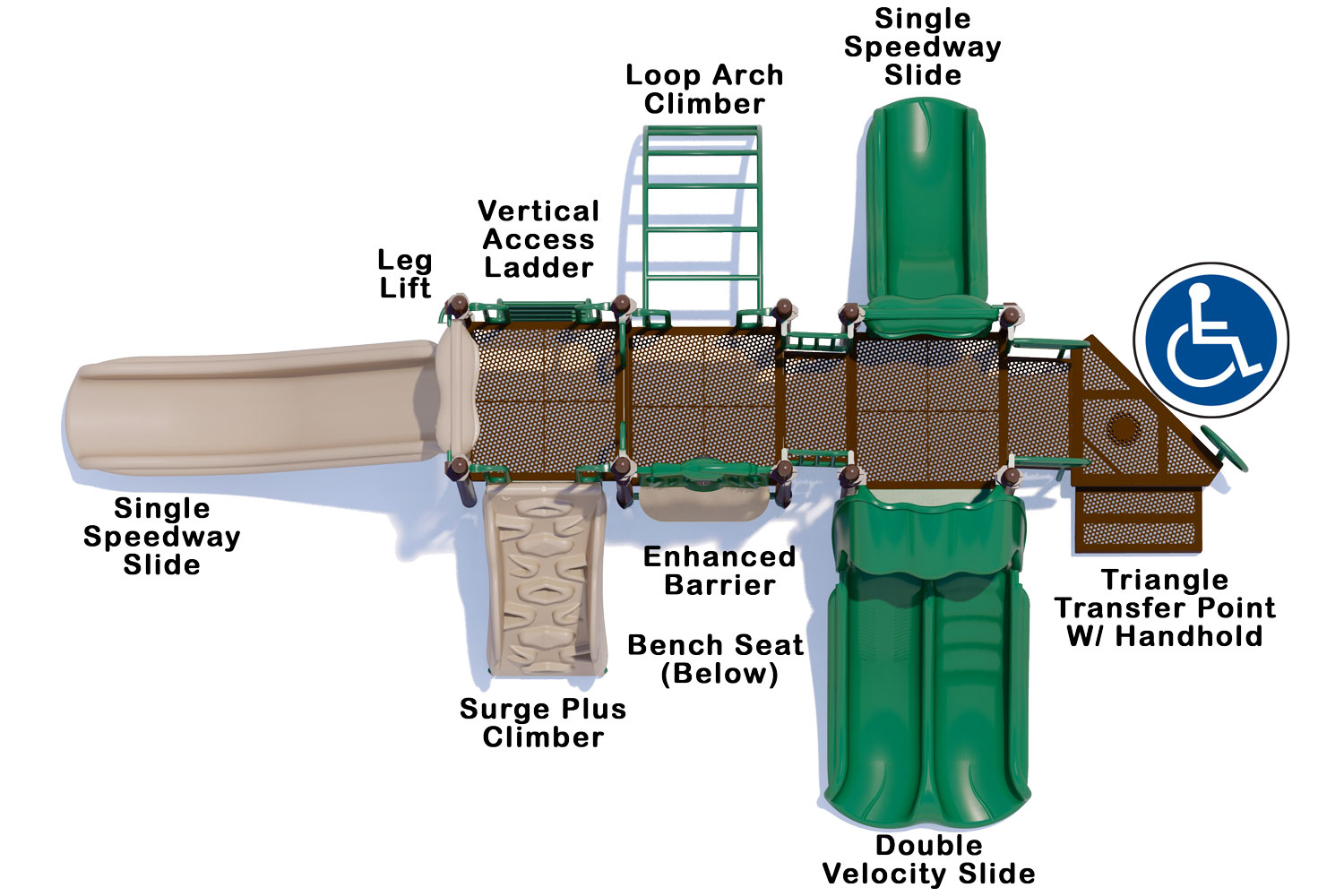 Bullseye Playground Structure - Top View - Natural | American Parks Company