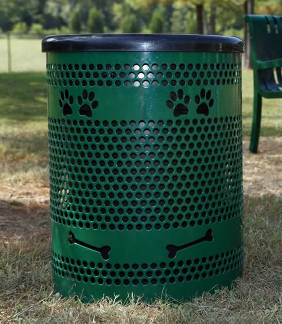 Trash Receptacle w/ Lid & Liner - Dog Park Equipment - American Parks Company