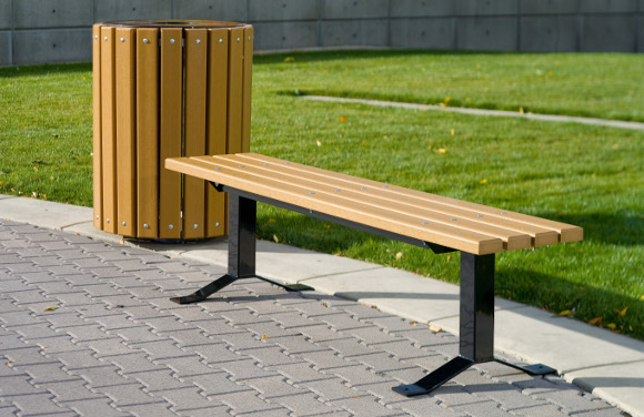 Surface Mount Cedar Bollard Style Bench w/out Back - Commercial Park Equipment