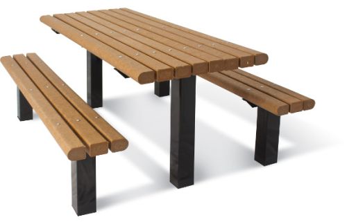 Commercial Playground Equipment - Rectangular Multi-Pedestal Recycled Picnic Table