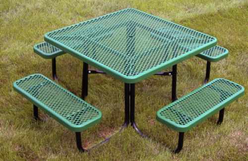 46" Square Expanded Metal Picnic Table - Commercial Playground Equipment - Site Furnishings