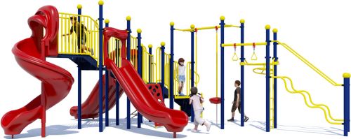 Fun 'n Fit - Primary Colors - Front View - Commercial Playground Structure
